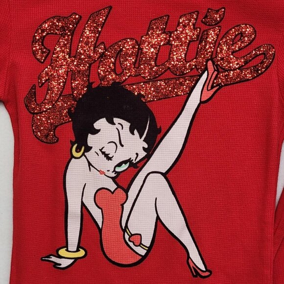 Betty Boop Red Long Sleeve Top – Junior Small Graphic Tee - Picture 1 of 5